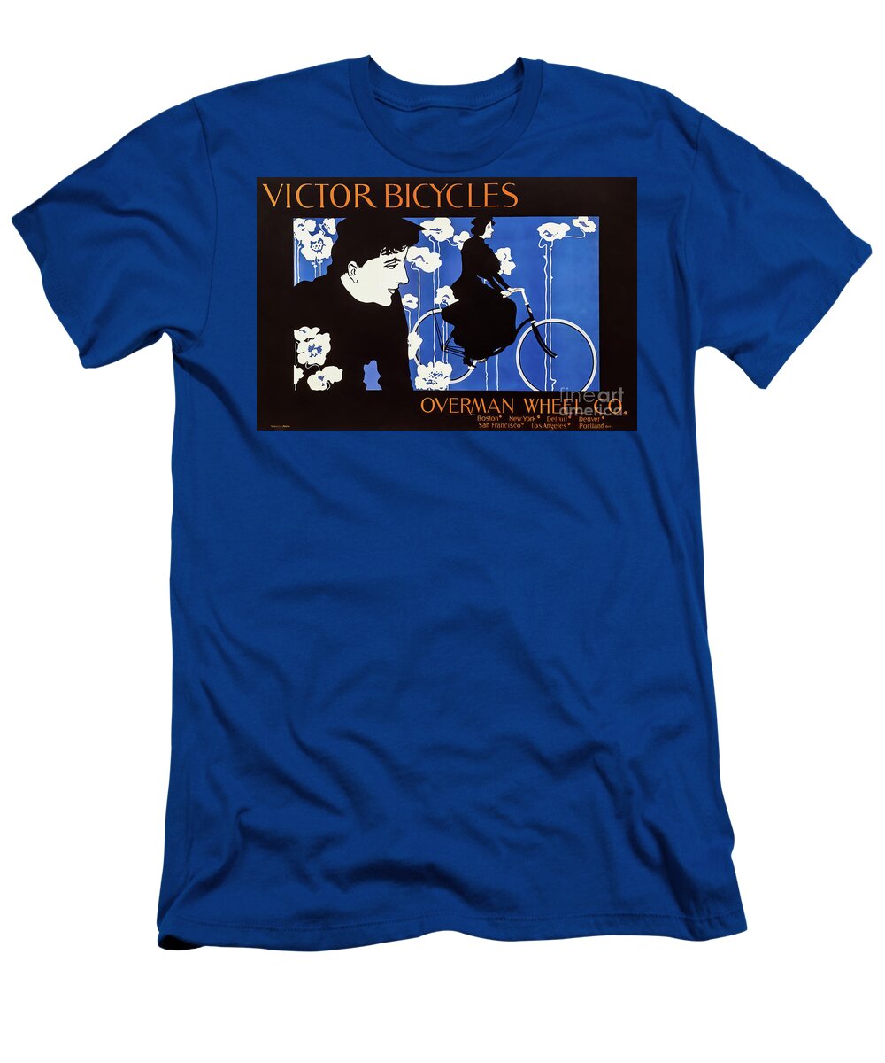 Victor T-Shirt featuring the drawing Victor Bicylces Vintage Poster Chicago 1895 by M G Whittingham