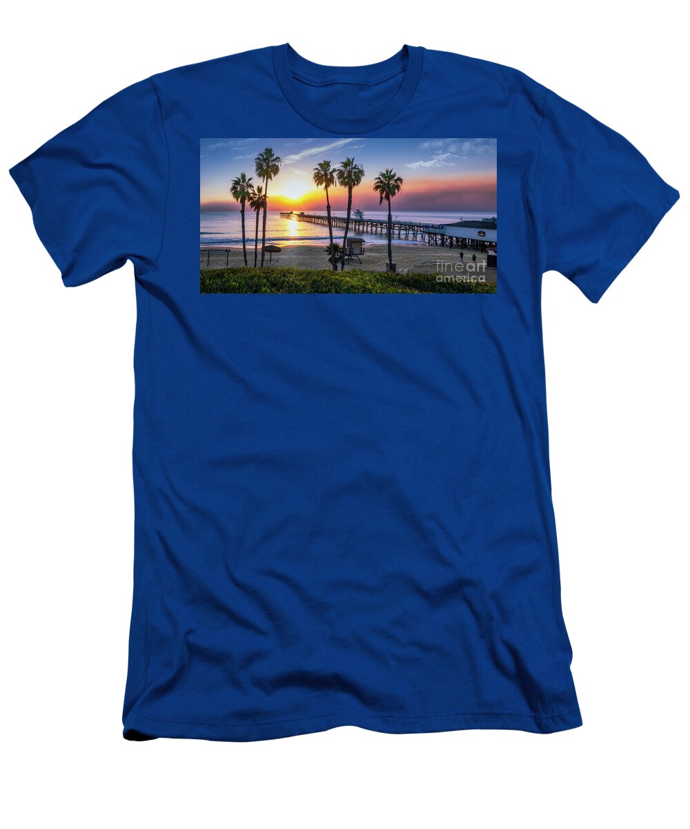 Beach T-Shirt featuring the photograph Watching the Sunset and the Marine Layer Compete to End the Day by David Levin