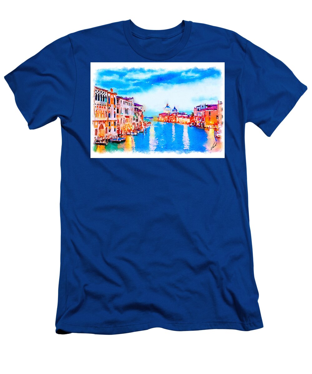 Watercolor T-Shirt featuring the painting Watercolor Venice by Vart by Vart