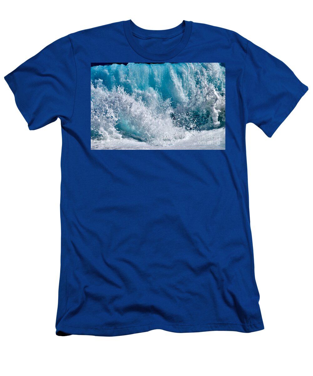 Hawaii T-Shirt featuring the photograph Wave Waterfall Crystal Blue by Debra Banks