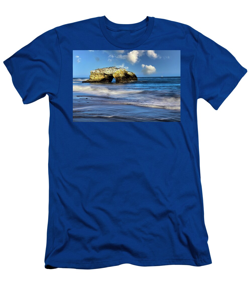 Waves T-Shirt featuring the photograph Waves and Cloud - Santa Cruz Natural Bridge by Amazing Action Photo Video