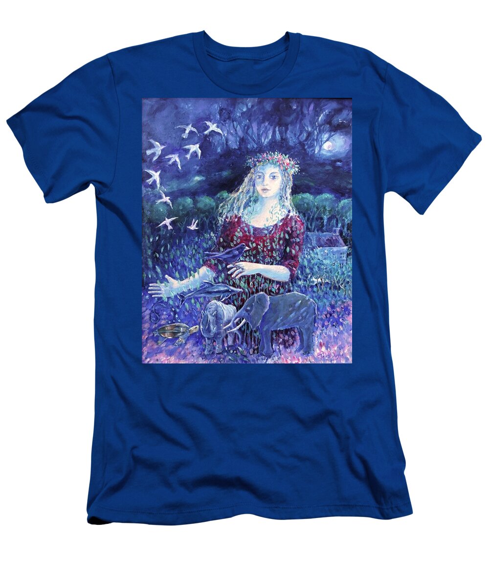 Extinction T-Shirt featuring the painting Whispers from the Future by Trudi Doyle
