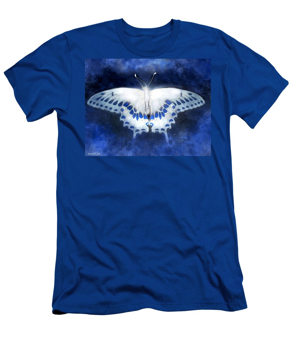 Butterfly T-Shirt featuring the painting White Blue Butterfly by Monica Resinger