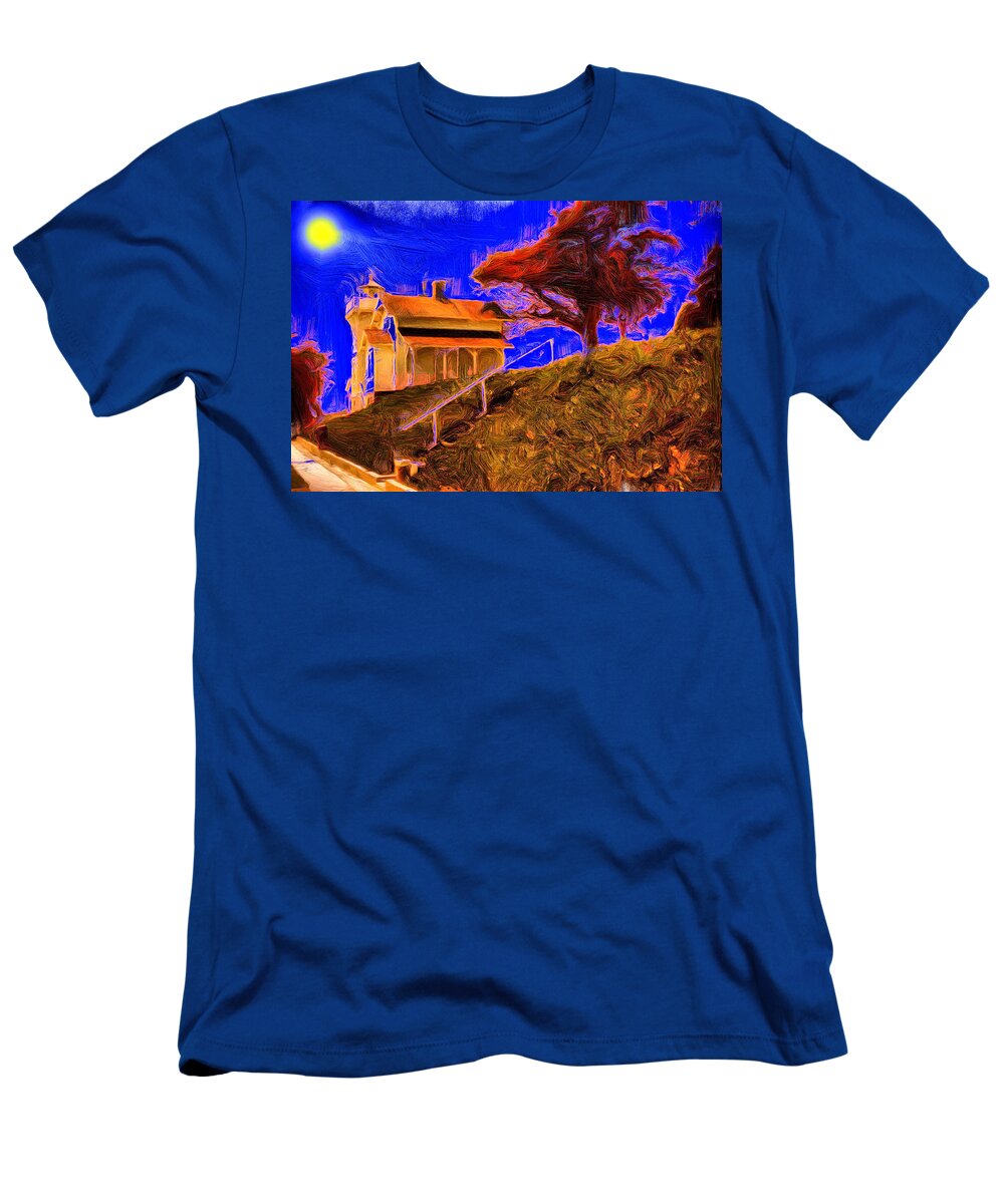 House T-Shirt featuring the digital art Widow's Watch House on the Hill by Russel Considine