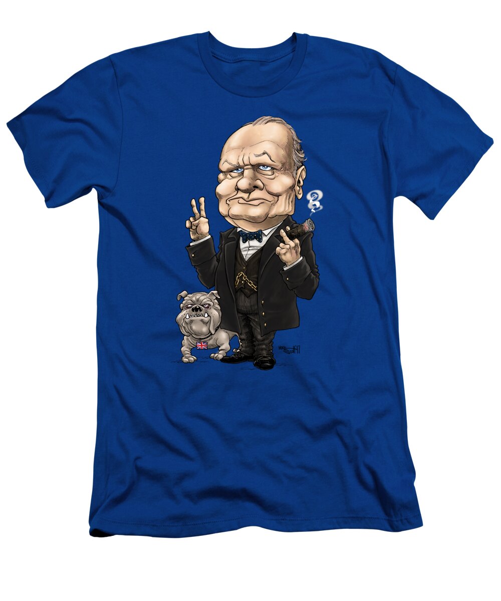 Mikescottdraws T-Shirt featuring the drawing Winston Churchill, in color by Mike Scott