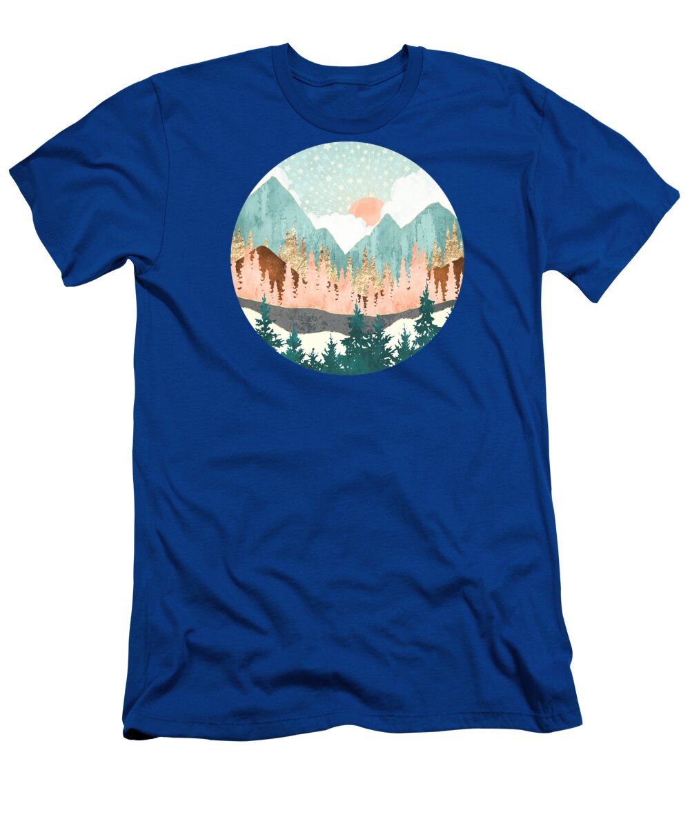 Winter T-Shirt featuring the digital art Winter Forest Vista by Spacefrog Designs