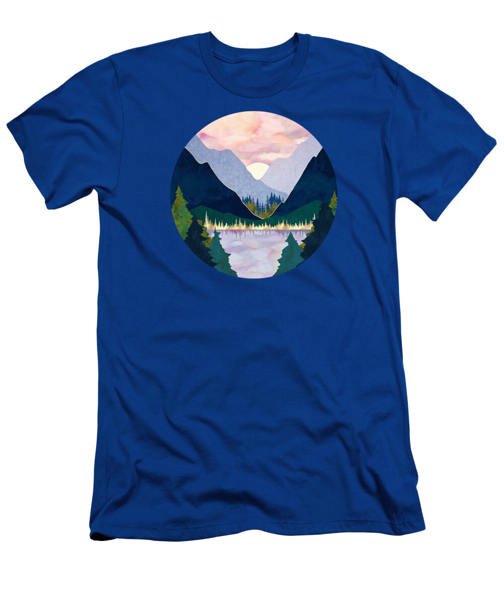 Winter T-Shirt featuring the digital art Winter Mountain Lake by Spacefrog Designs