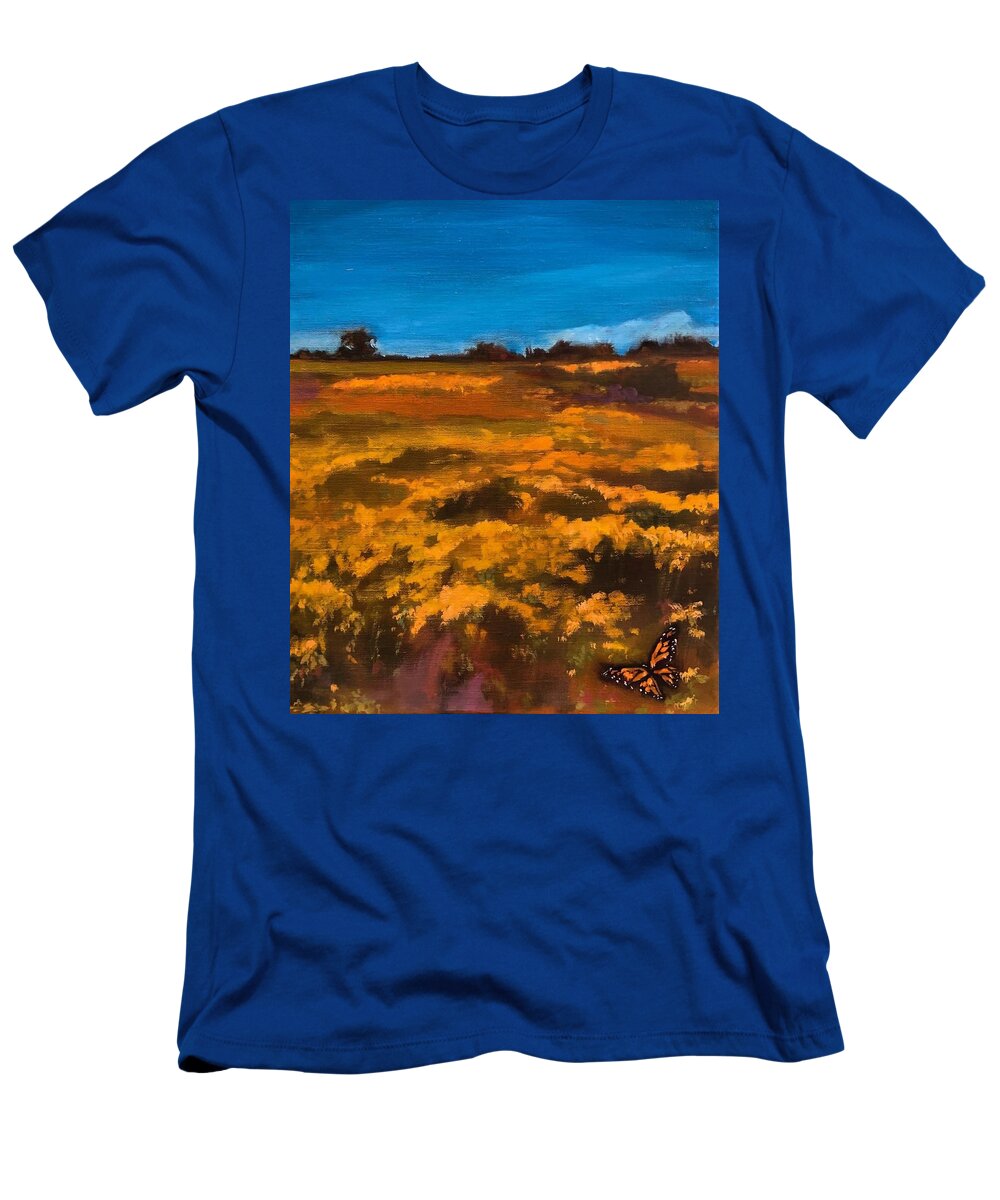 Yellow T-Shirt featuring the painting Yellow Field by Rebecca Jacob