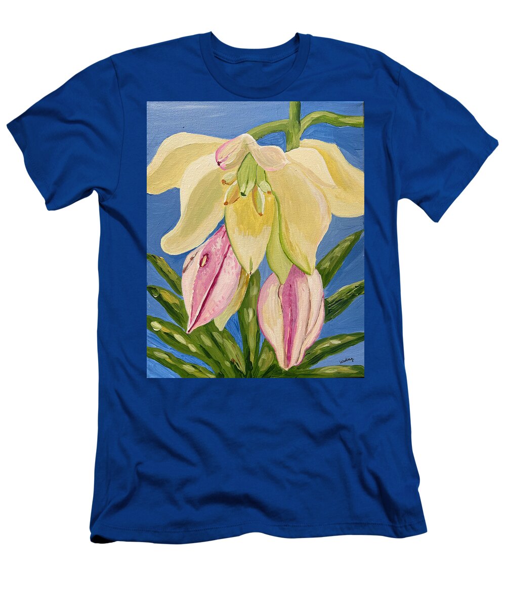 Yucca T-Shirt featuring the painting Yucca Flower by Christina Wedberg