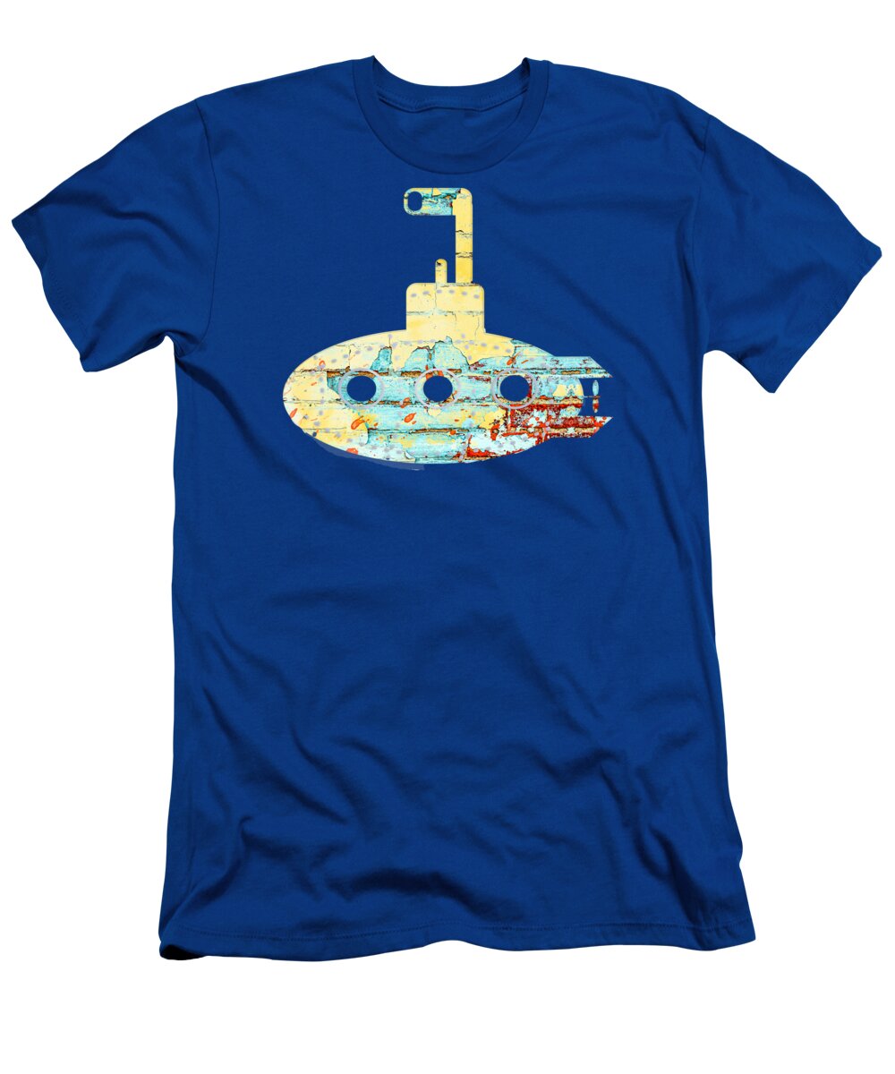 Yellow T-Shirt featuring the digital art Zany Yellow Submarine at Sunset by Marianne Campolongo