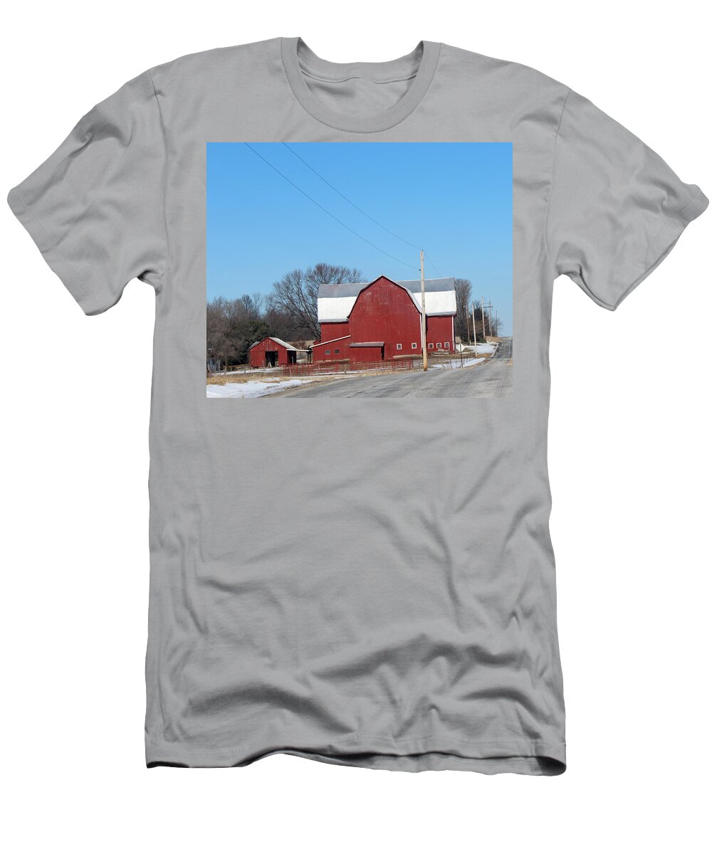 Large Red Barn Canvas Prints T-Shirt featuring the photograph    Large Red Barn by R A W M 