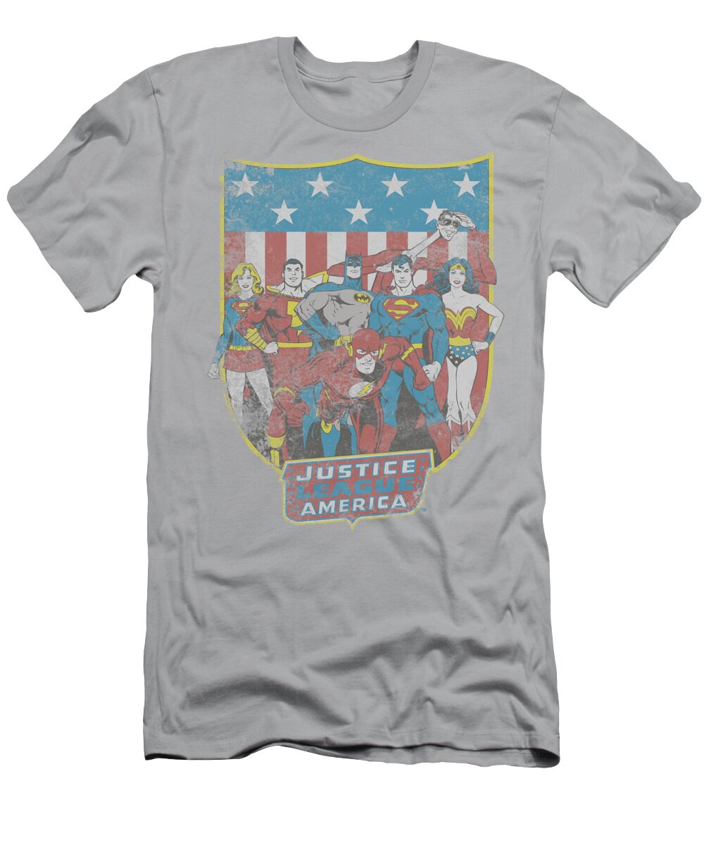 Dc Comics T-Shirt featuring the digital art Dc - Jla American Shield by Brand A
