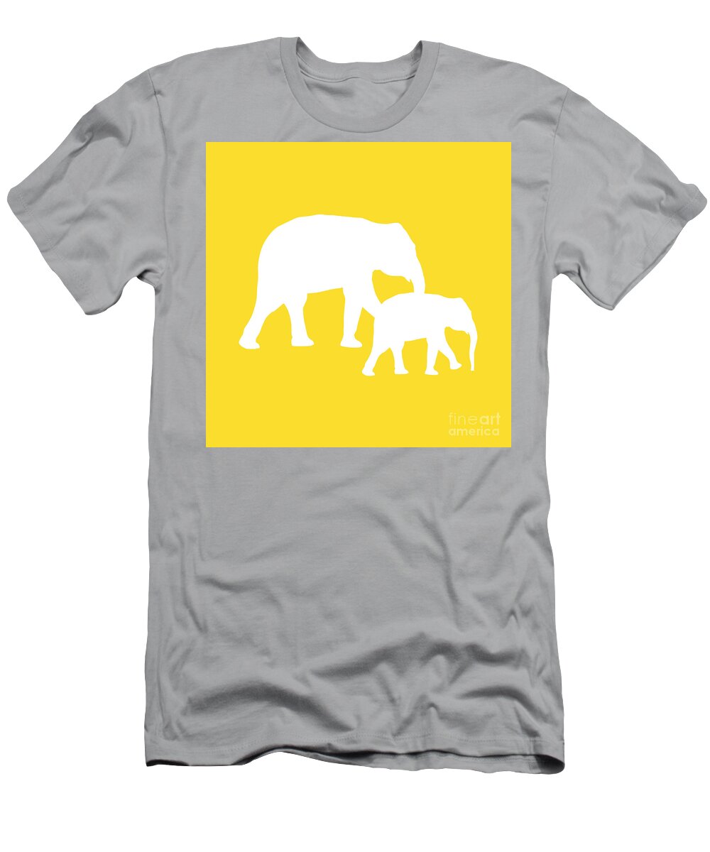 Graphic Art T-Shirt featuring the digital art Elephant in Golden and White #1 by Jackie Farnsworth