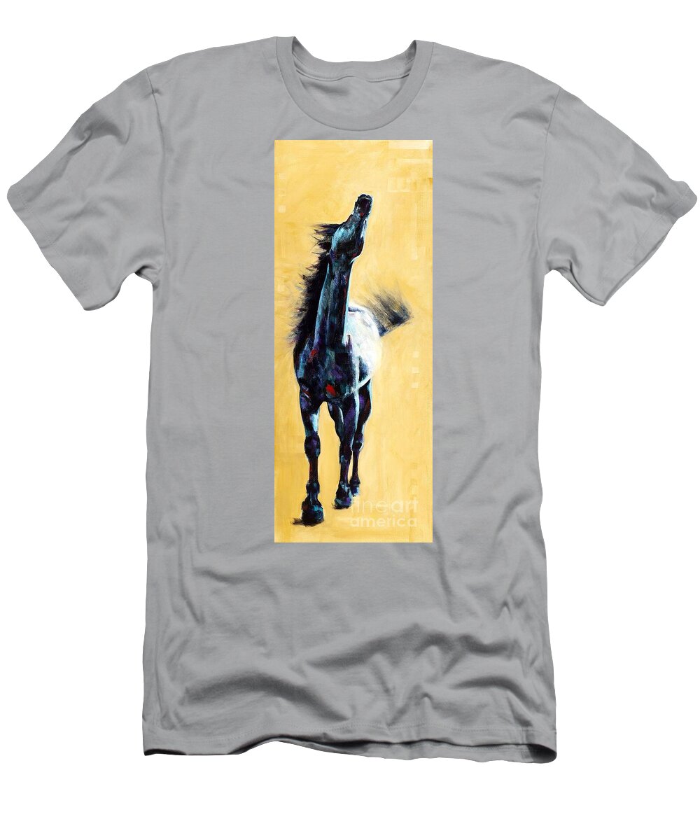 Contemporary Art T-Shirt featuring the painting Free and Easy Down The Road I Go #1 by Frances Marino