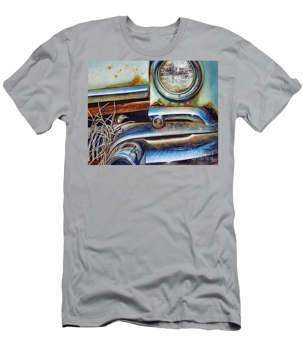 Wren T-Shirt featuring the painting In the Beaten Path #1 by Greg and Linda Halom