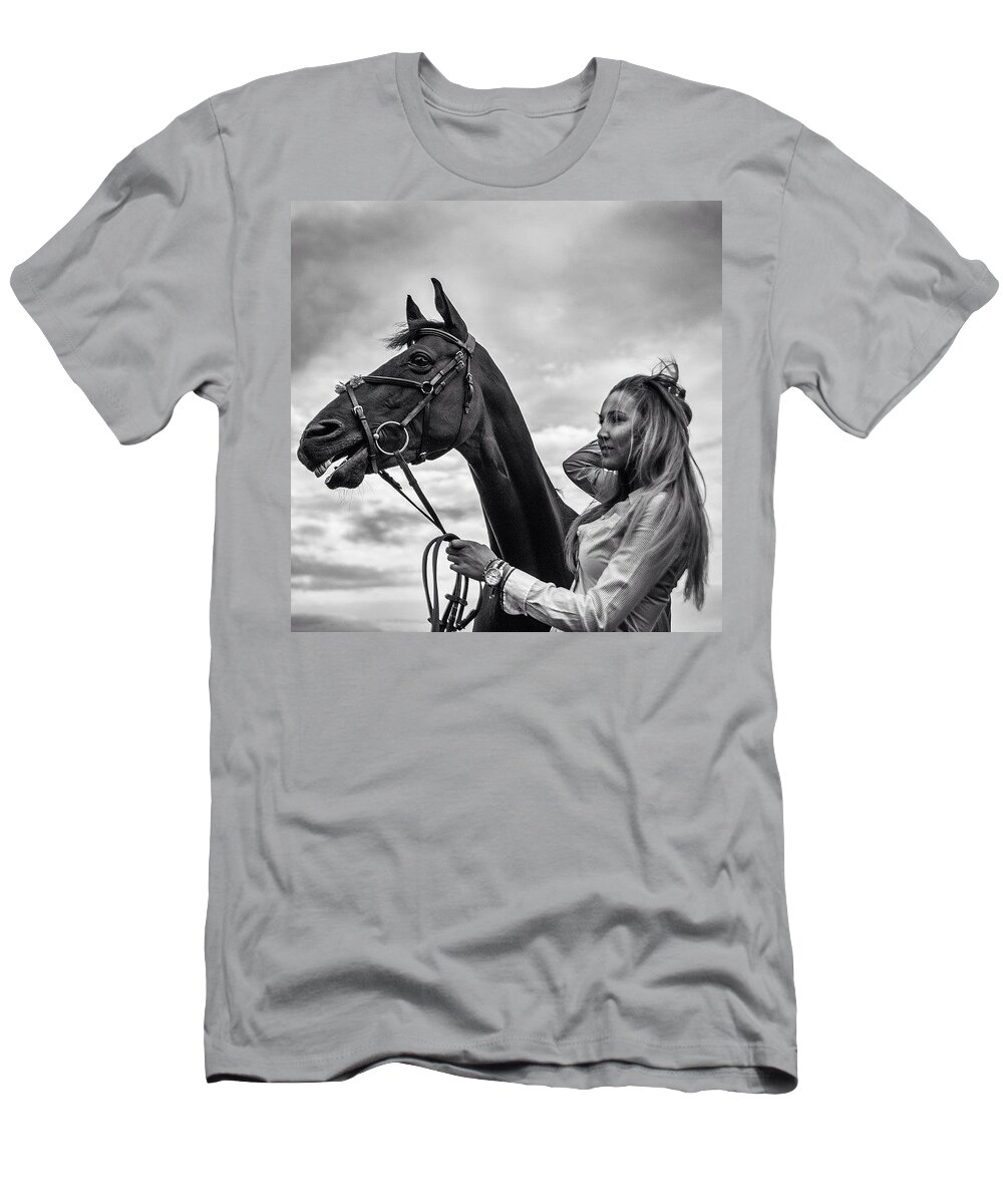 Beautiful T-Shirt featuring the photograph Jessica & Gunner #1 by Aleck Cartwright