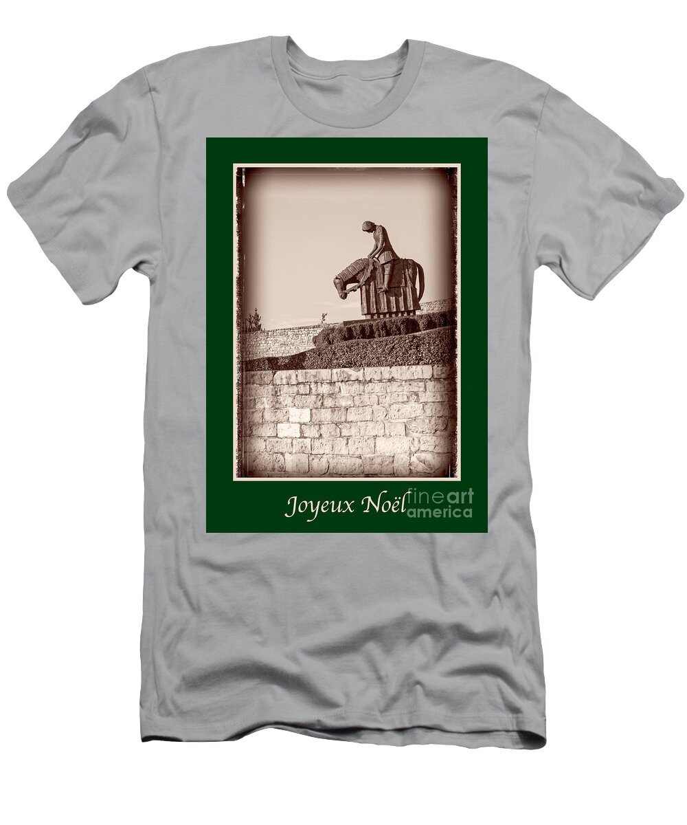 French T-Shirt featuring the photograph Joyeux Noel with St Francis #2 by Prints of Italy