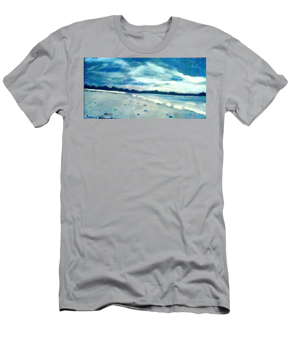 Florida T-Shirt featuring the painting Lido Beach Evening by Suzanne Berthier