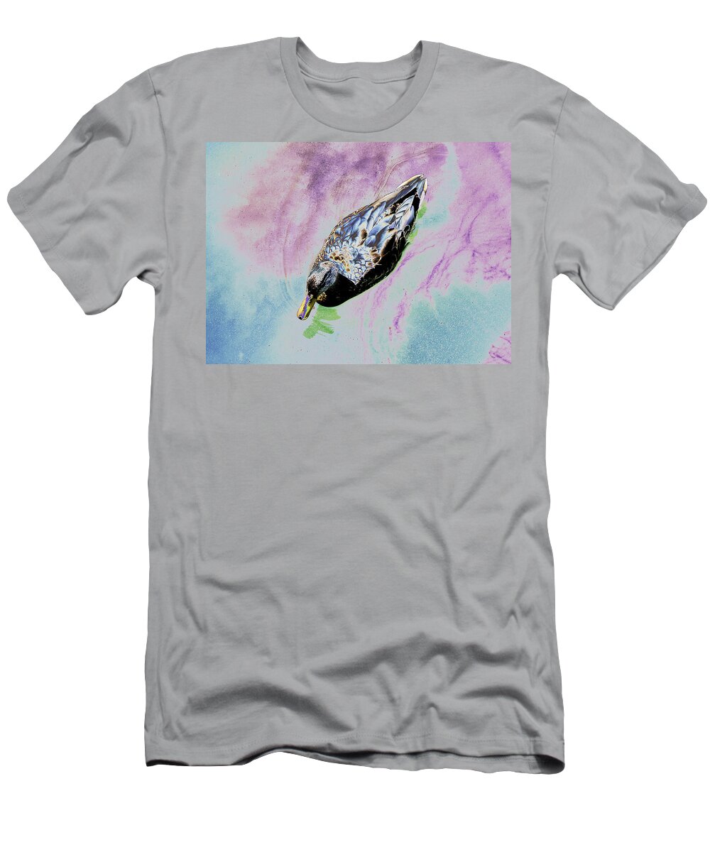 Psychedelic T-Shirt featuring the photograph Psychedelic mallard duck 2 by Peter Lloyd