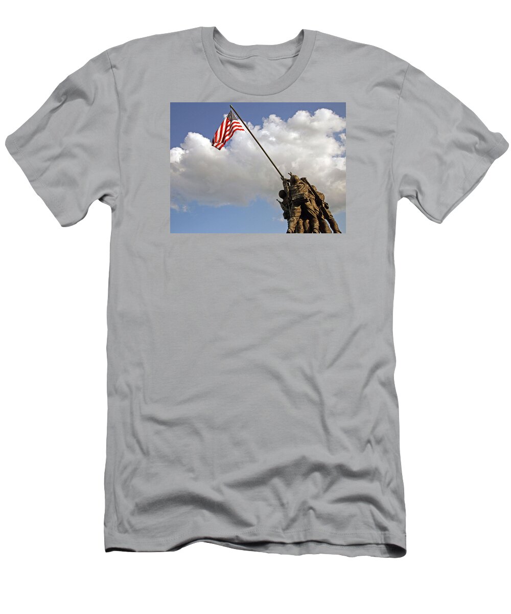 Iwo T-Shirt featuring the photograph Raising The American Flag by Cora Wandel