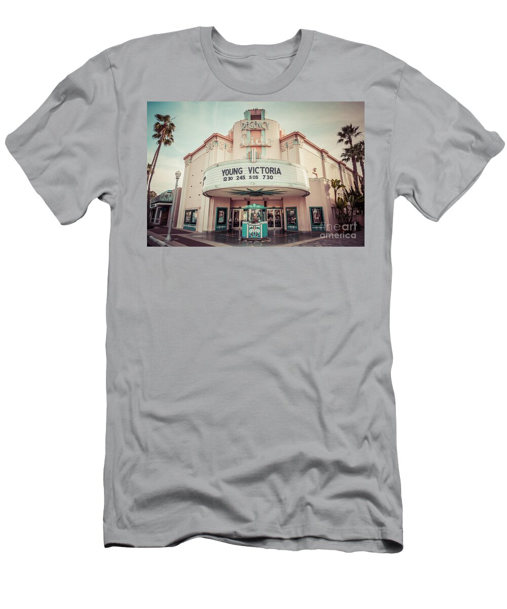 America T-Shirt featuring the photograph Regency Lido Theater Newport Beach Picture #1 by Paul Velgos