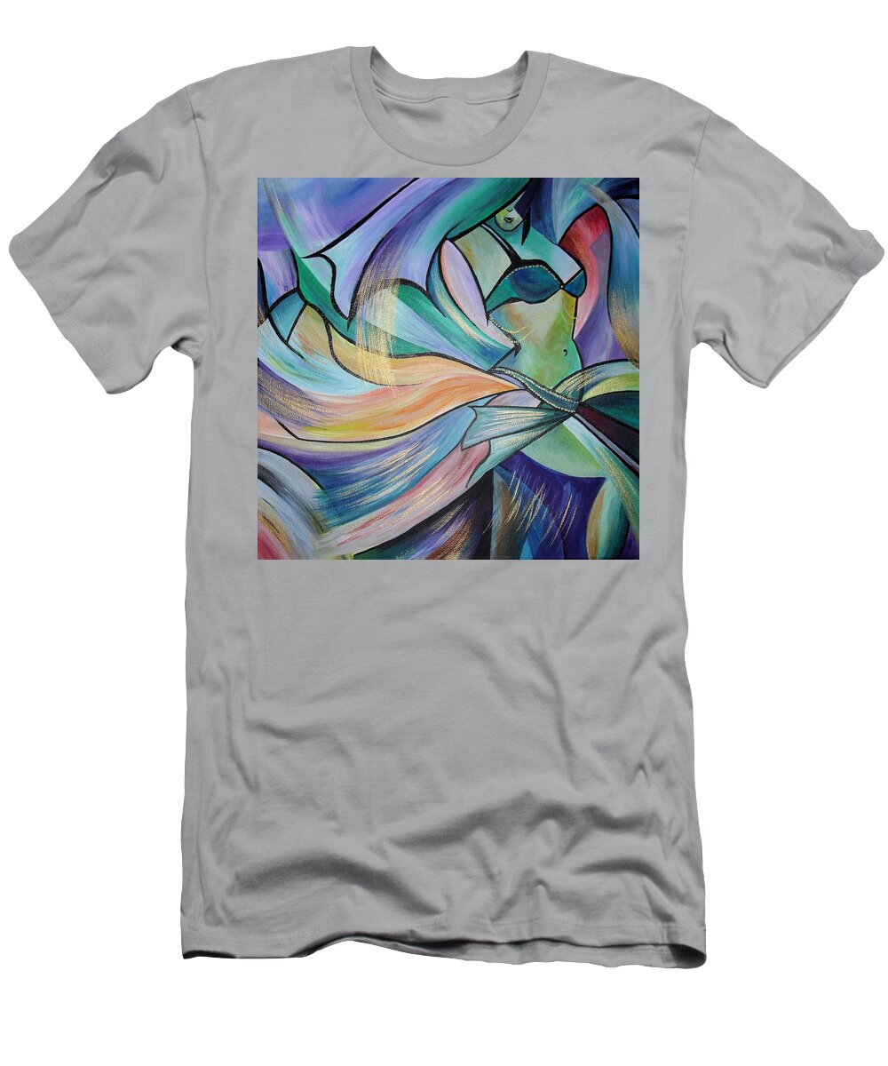 Dance T-Shirt featuring the painting The Art Of Belly Dance #1 by Taiche Acrylic Art