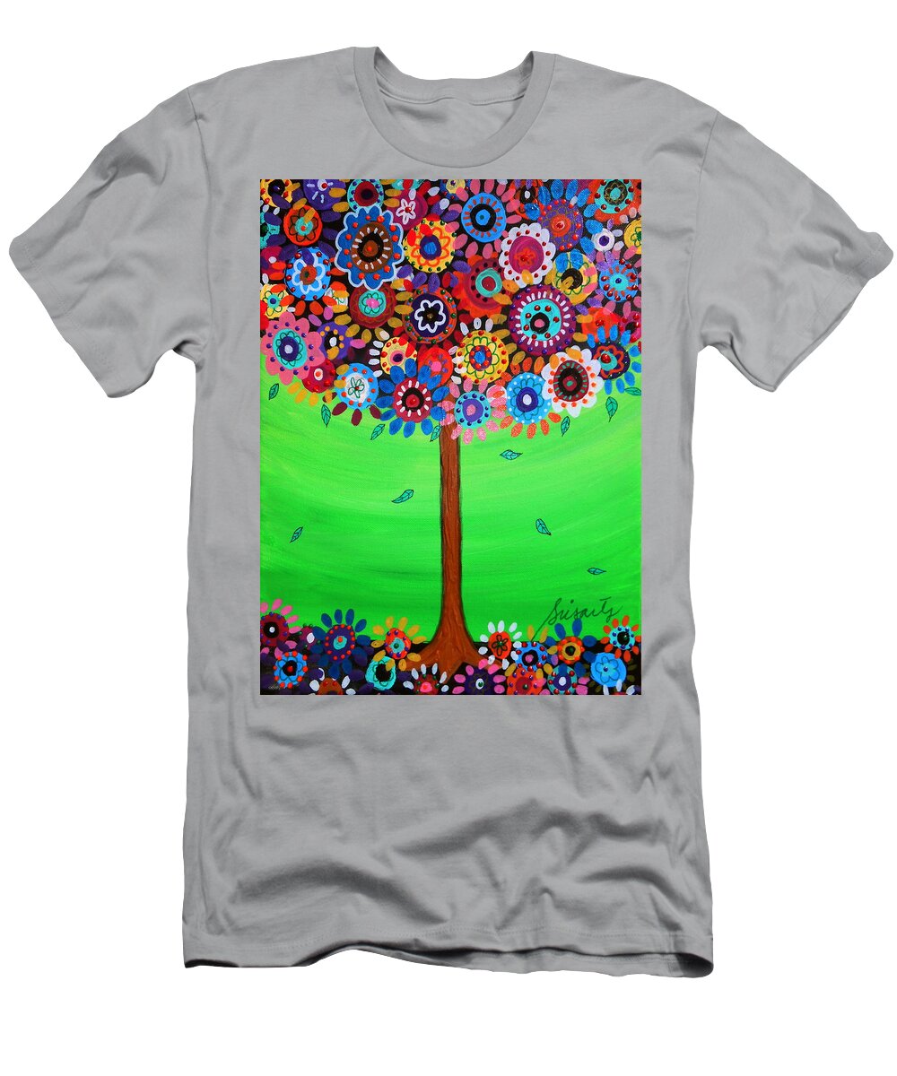 Bar T-Shirt featuring the painting Tree Of Life #128 by Pristine Cartera Turkus
