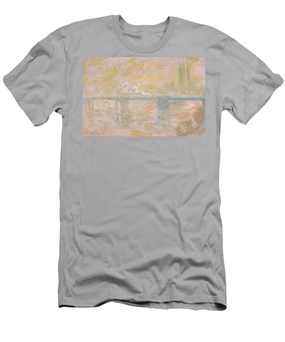 Claude Monet T-Shirt featuring the painting Charing Cross Bridge #16 by Claude Monet