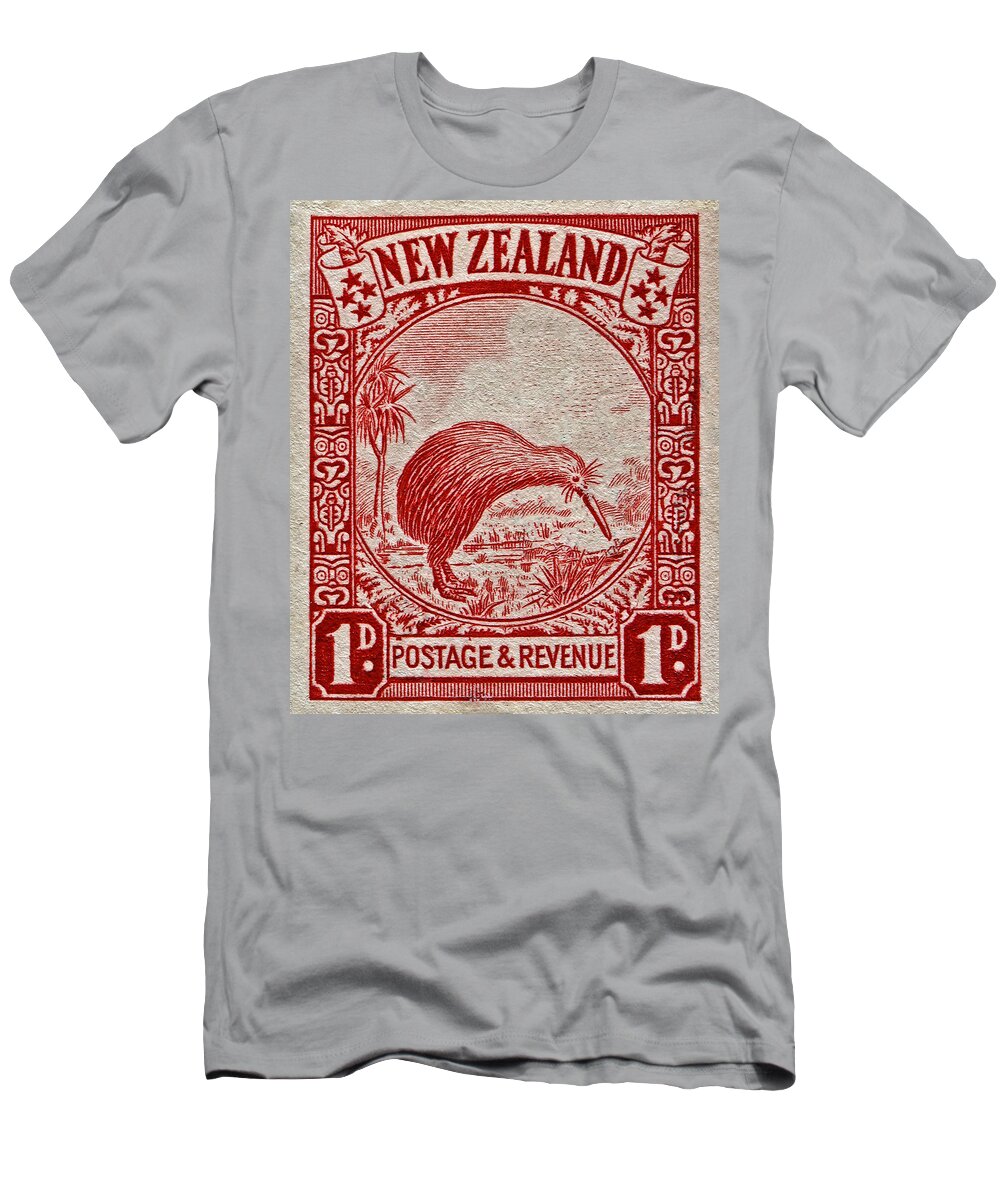 1936 T-Shirt featuring the photograph 1936 New Zealand Kiwi Stamp by Bill Owen