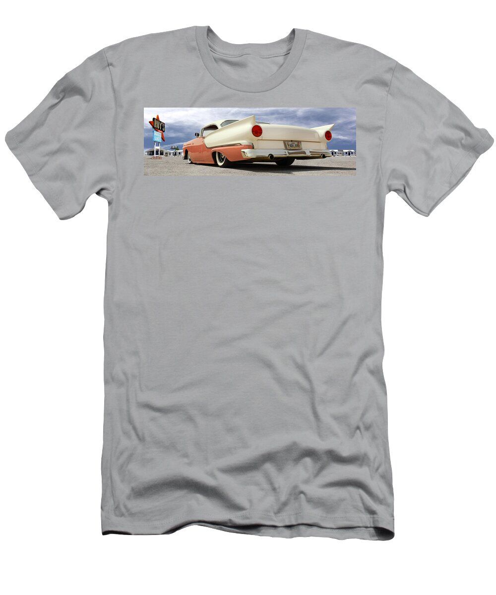 1957 Ford T-Shirt featuring the photograph 1957 Ford Fairlane Lowrider by Mike McGlothlen