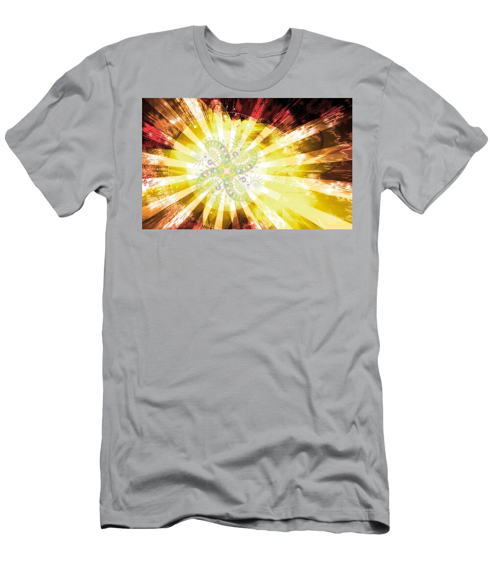 Corporate T-Shirt featuring the digital art Cosmic Solar Flower Fern Flare 2 #1 by Shawn Dall