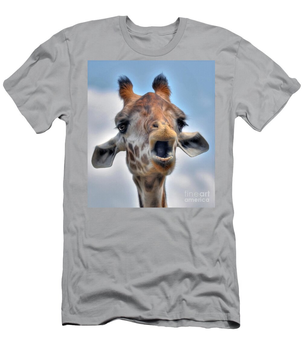 Giraffe T-Shirt featuring the photograph Giraffe #4 by Savannah Gibbs