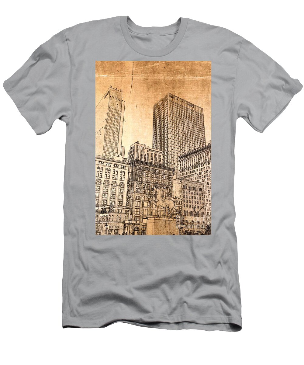 Michigan Avenue Chicago T-Shirt featuring the digital art Grant Park Chicago by Dejan Jovanovic
