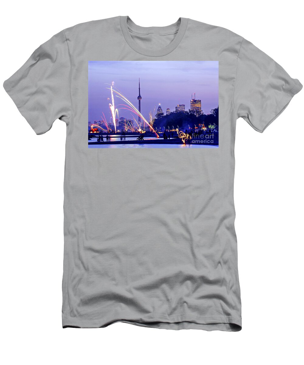 Toronto T-Shirt featuring the photograph Toronto fireworks 1 by Elena Elisseeva
