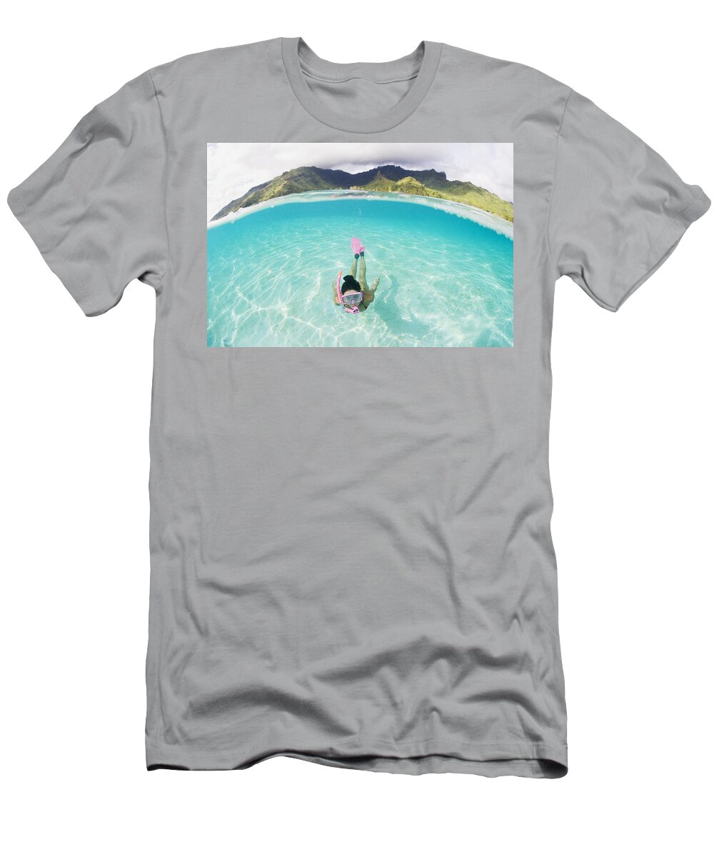 Amaze T-Shirt featuring the photograph Woman free diving #2 by M Swiet Productions