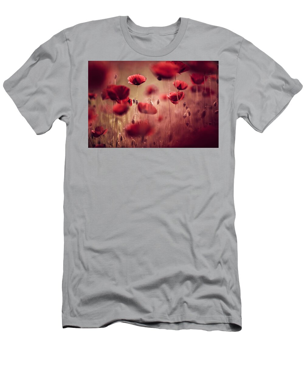 Poppy T-Shirt featuring the photograph Summer Poppy #6 by Nailia Schwarz