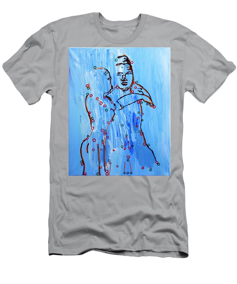 Jesus T-Shirt featuring the painting Dinka Embrace #4 by Gloria Ssali