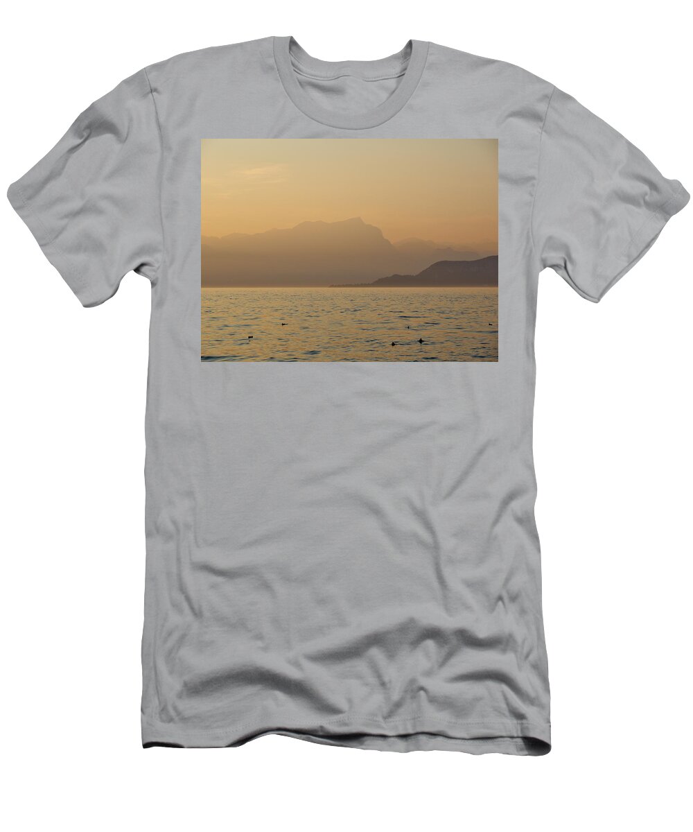 Francacorta T-Shirt featuring the photograph Lazise sunset. Lago di Garda #4 by Jouko Lehto