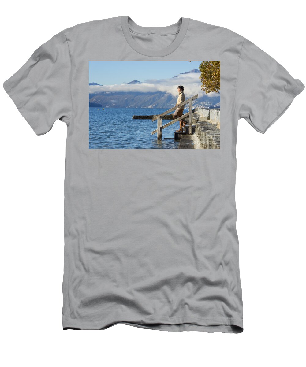 Lago Maggiore T-Shirt featuring the photograph Walking #4 by Mats Silvan