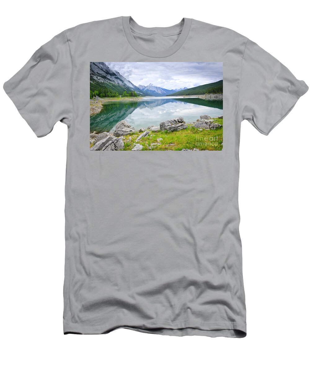 Jasper T-Shirt featuring the photograph Mountain lake in Jasper National Park 1 by Elena Elisseeva