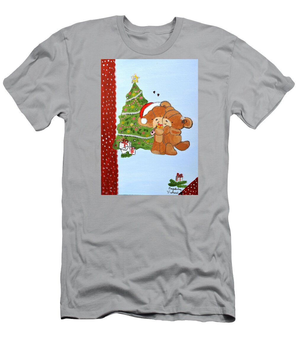 Christmas Card T-Shirt featuring the painting Merry Christmas #2 by Magdalena Frohnsdorff