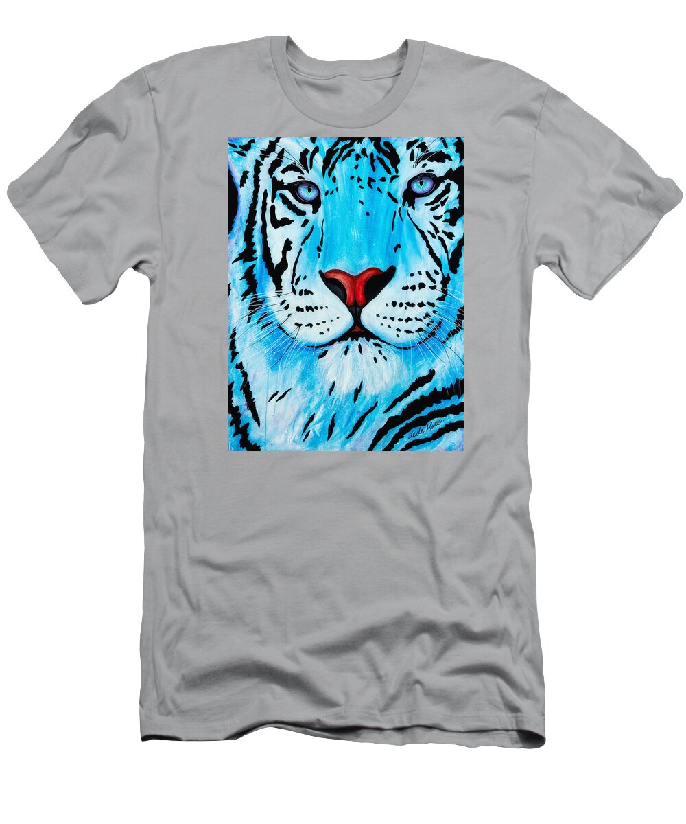 Acrylic T-Shirt featuring the painting Blue Bengal #2 by Dede Koll