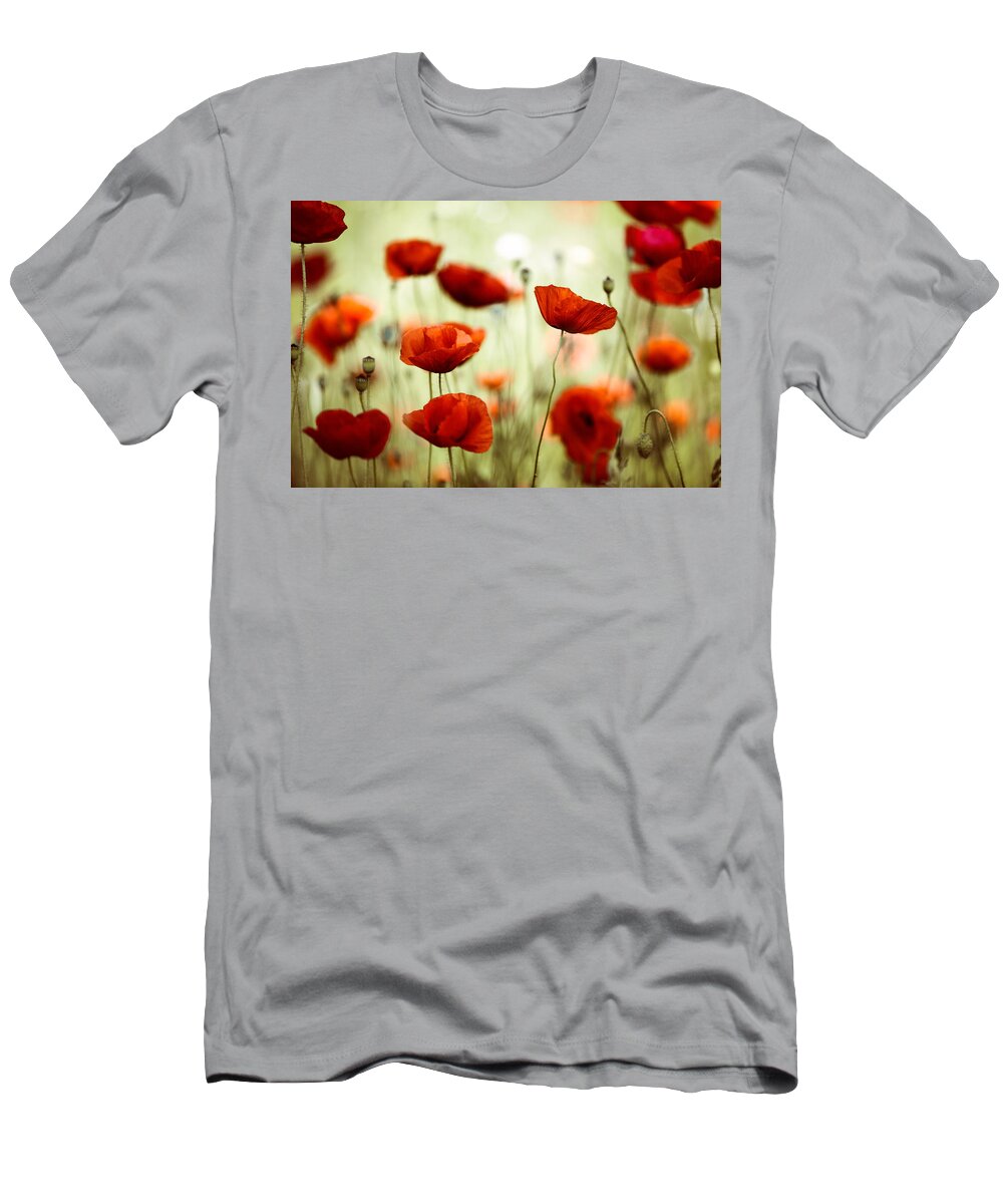 Poppy T-Shirt featuring the photograph Summer Poppy #8 by Nailia Schwarz
