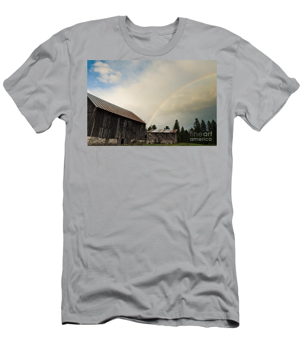 Rainbow T-Shirt featuring the photograph A Barn O'Gold by Cheryl Baxter