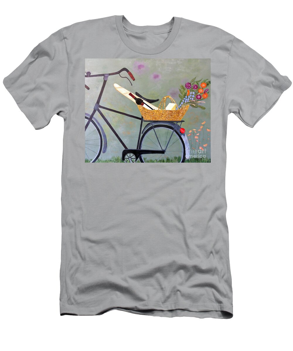 Bike T-Shirt featuring the painting A Bicycle Break by Brenda Brown