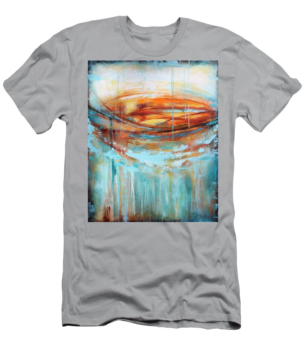 Face Masks T-Shirt featuring the painting A Day at the Beach by Tracy Male