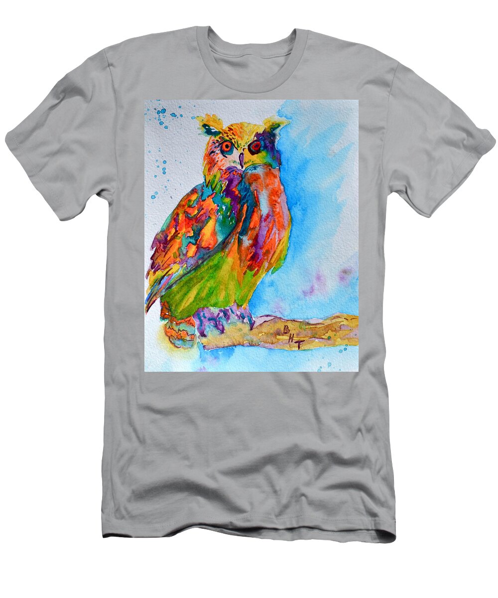 Owl T-Shirt featuring the painting A Hootiful Moment In Time by Beverley Harper Tinsley