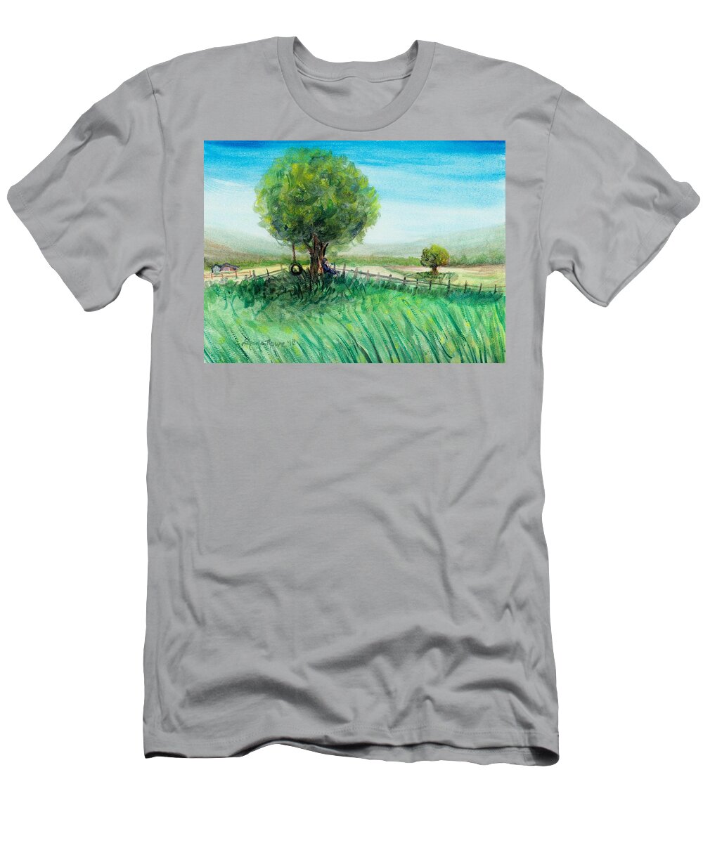 Tree T-Shirt featuring the painting A quiet place by Shana Rowe Jackson