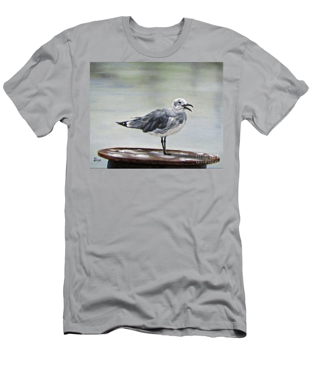 Seagull T-Shirt featuring the painting A Seagull Moment by Jimmie Bartlett