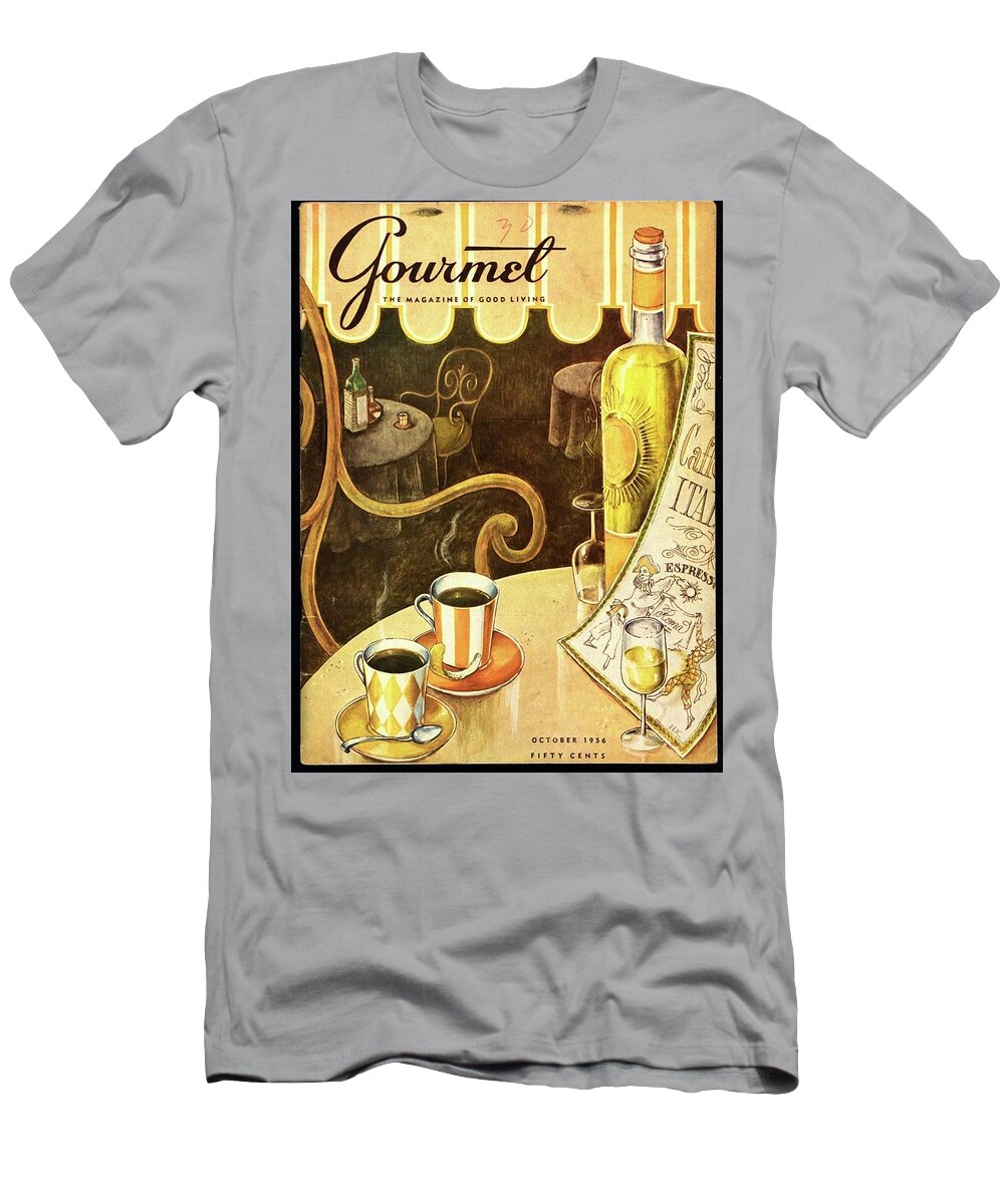 Illustration T-Shirt featuring the photograph A Table At An Italian Cafe by Hilary Knight